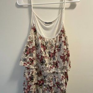 Charlotte Russe Cream Floral Lace Ruffle Tank Top Size XL